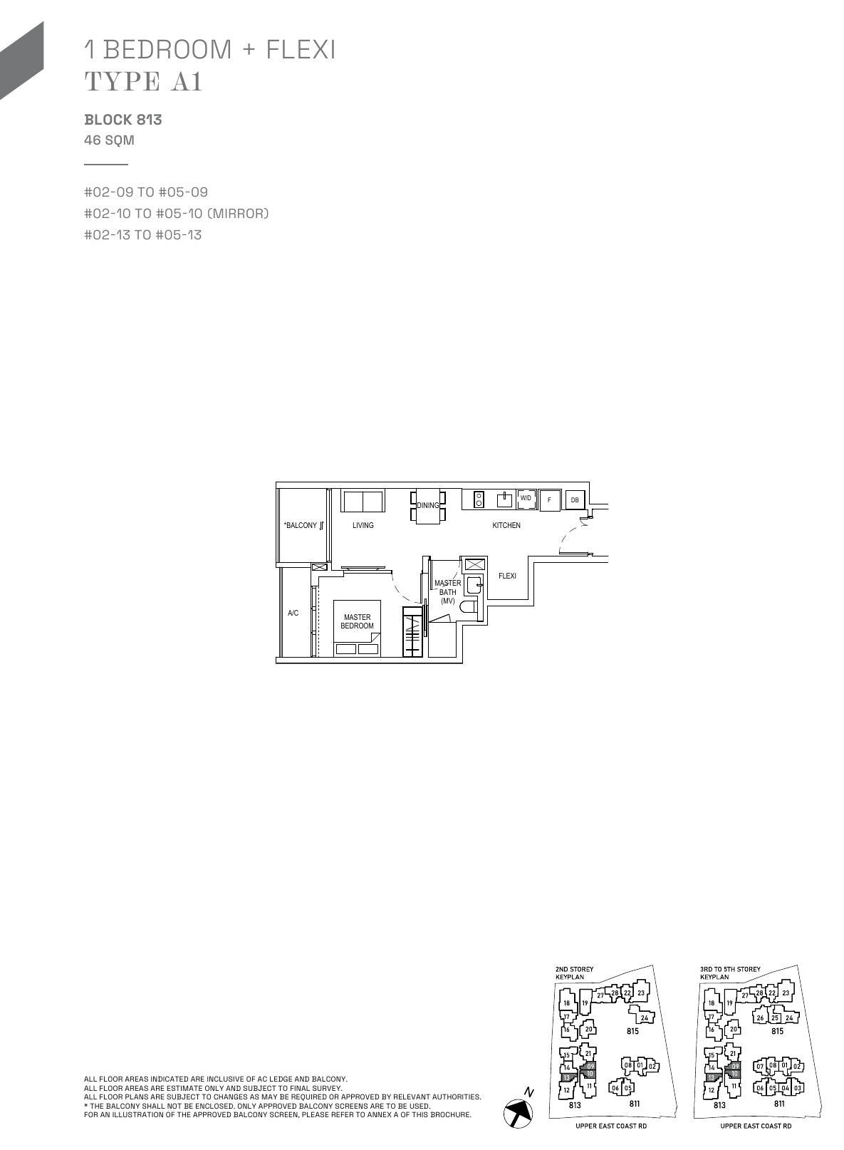 Type A1 · 1-Bedroom + Flexi · 495 sqft