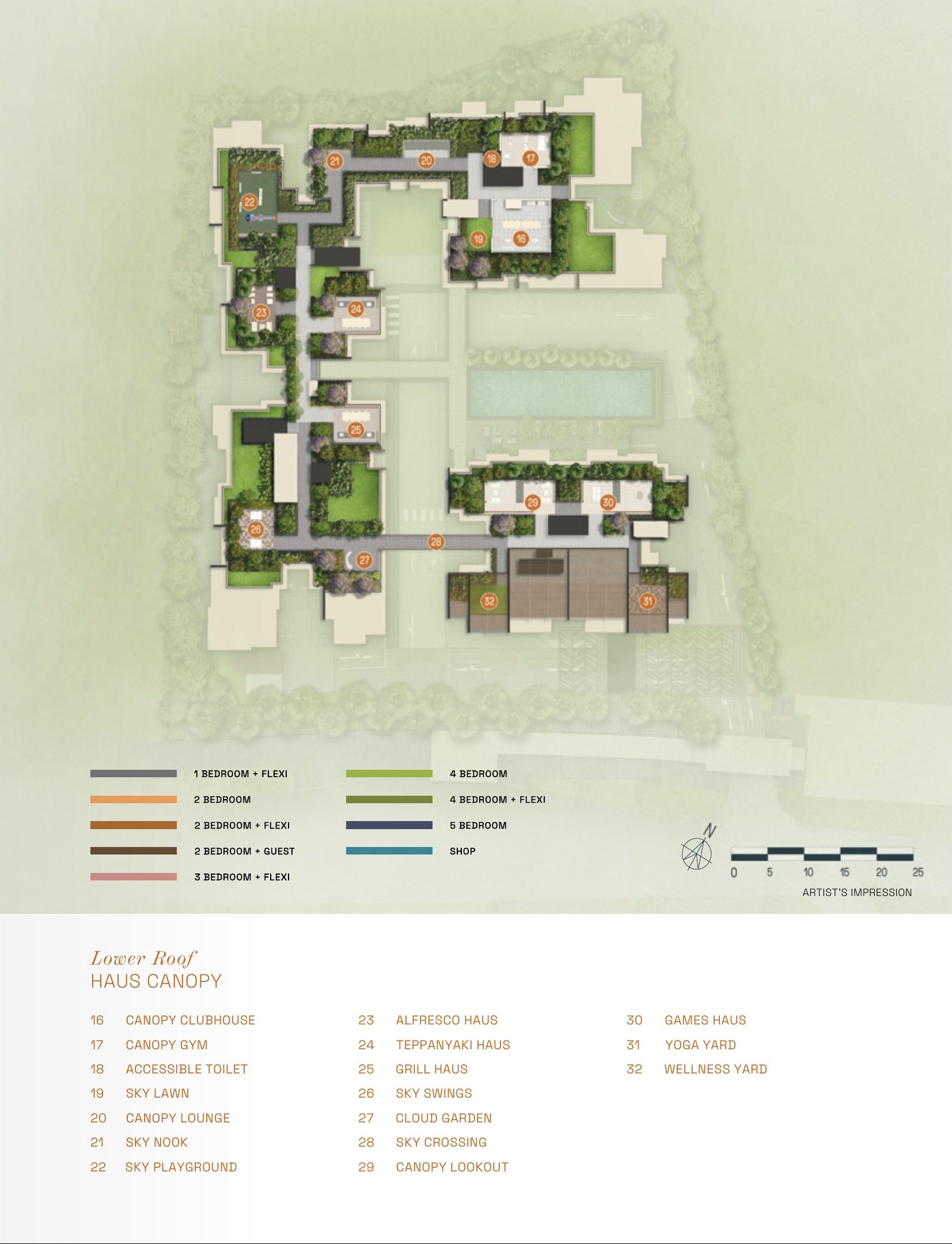 Roof level and unit types by block